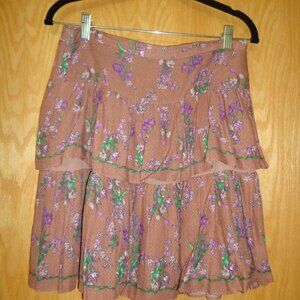 CHELSEA & VIOLET Tiered Mini Skirt XS Floral Lined Side Zip Closure